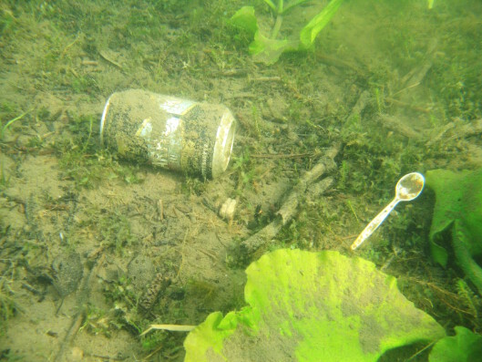Garbage found underwater.