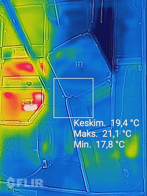 New FLIR thermal camera for inspecting house for cold bridges and thermal leakages and over pressure modification for home ventilation to prevent cold while using fire places